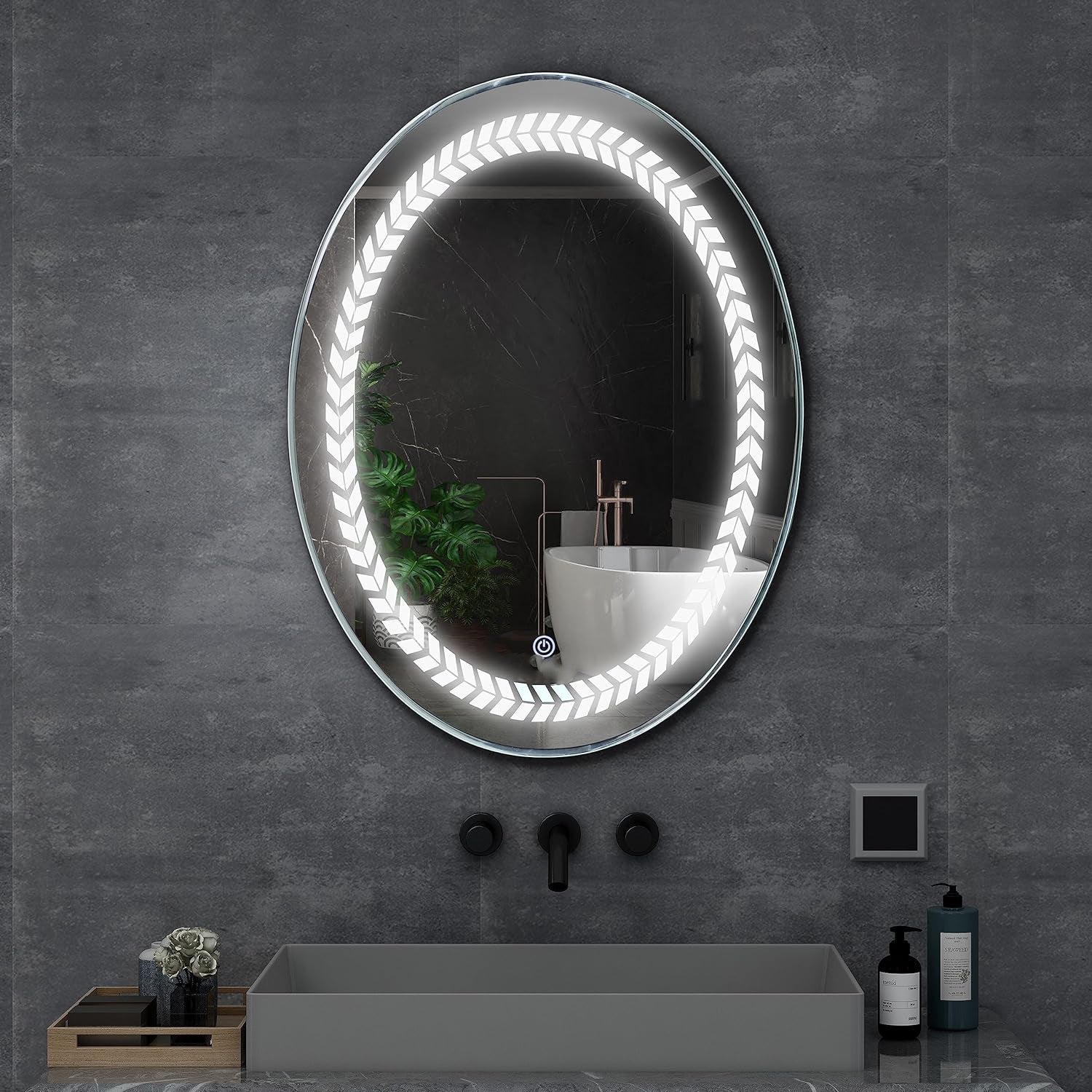 3D Glass Beautiful Modern Designed Led Glass Mirror