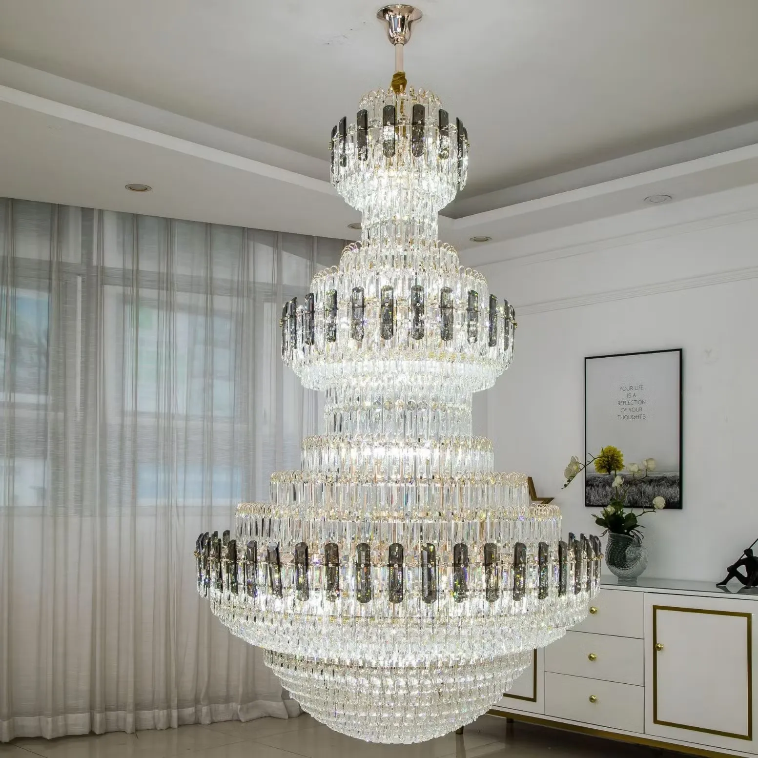 Luxury Large Crystal Duplex Chandelier 1000x1500MM