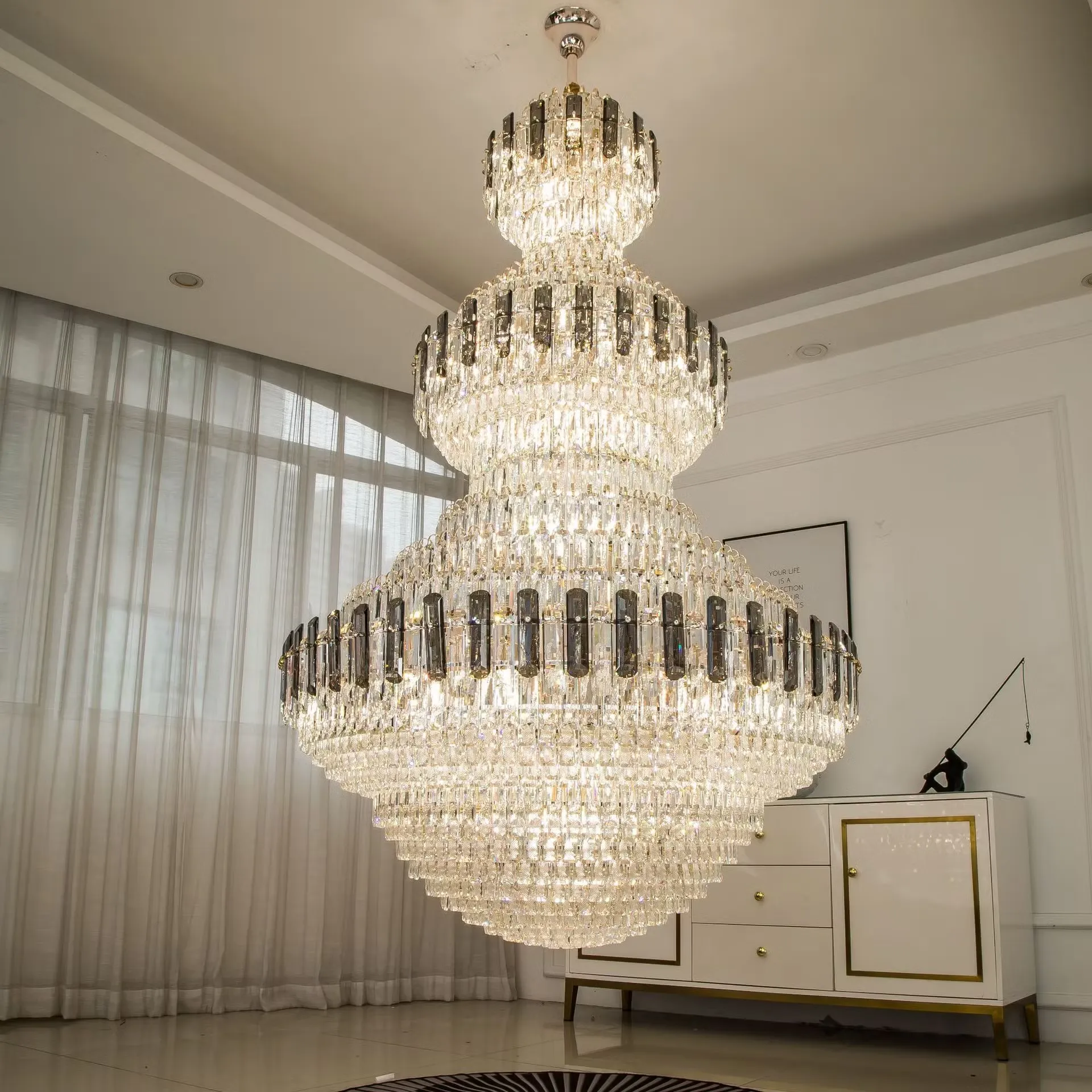 Luxury Large Crystal Duplex Chandelier 1000x1500MM