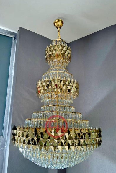 Glass Beautiful Double Height Chandelier 1000x1500 MM