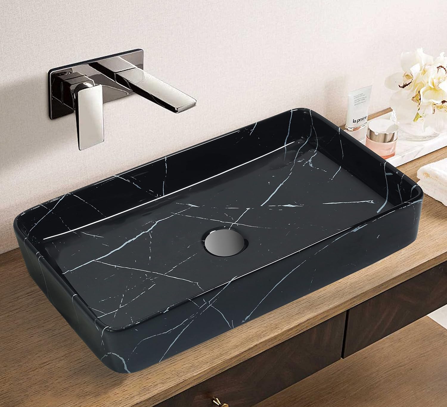 Ceramic Long Wash Basin (Black)