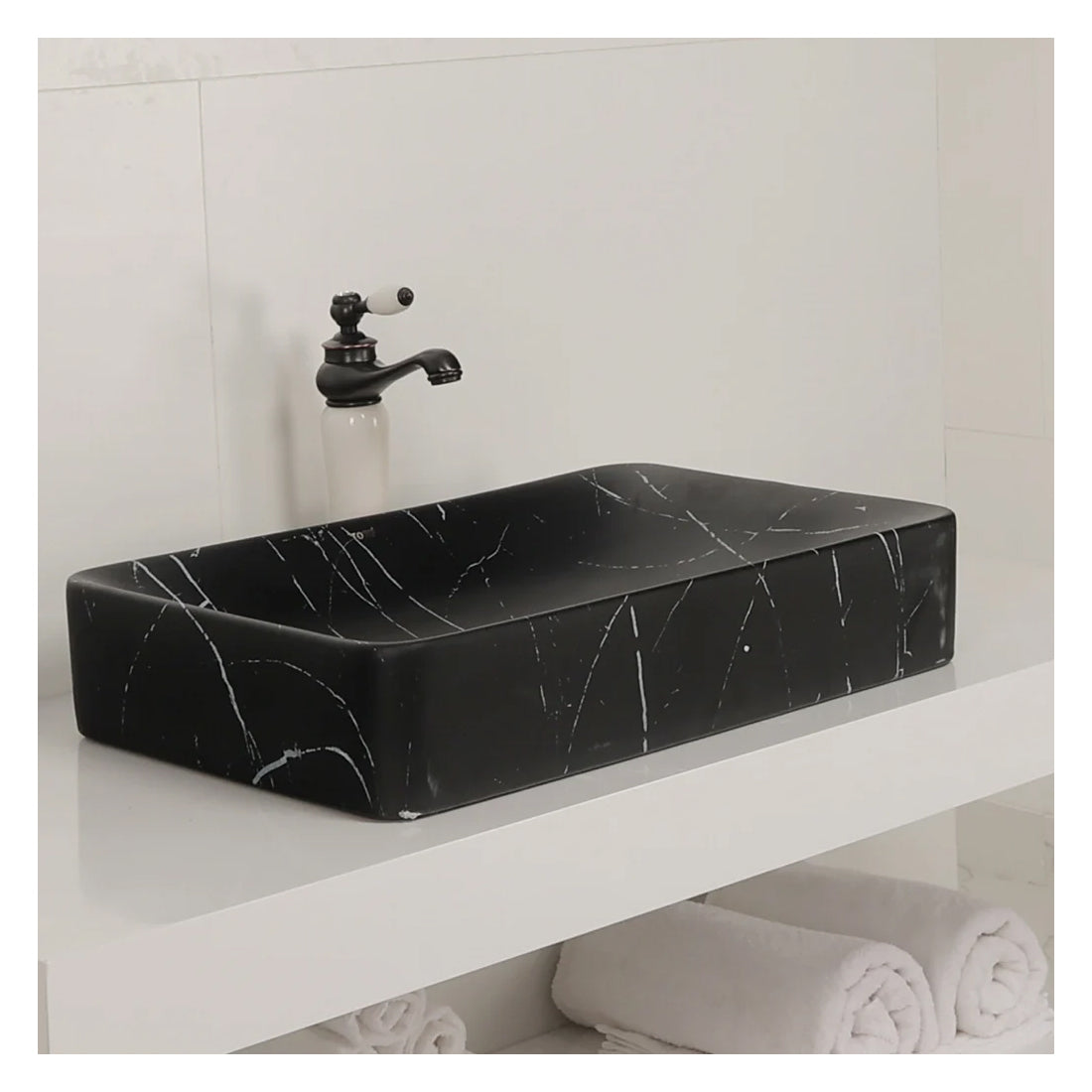 Ceramic Long Wash Basin (Black)