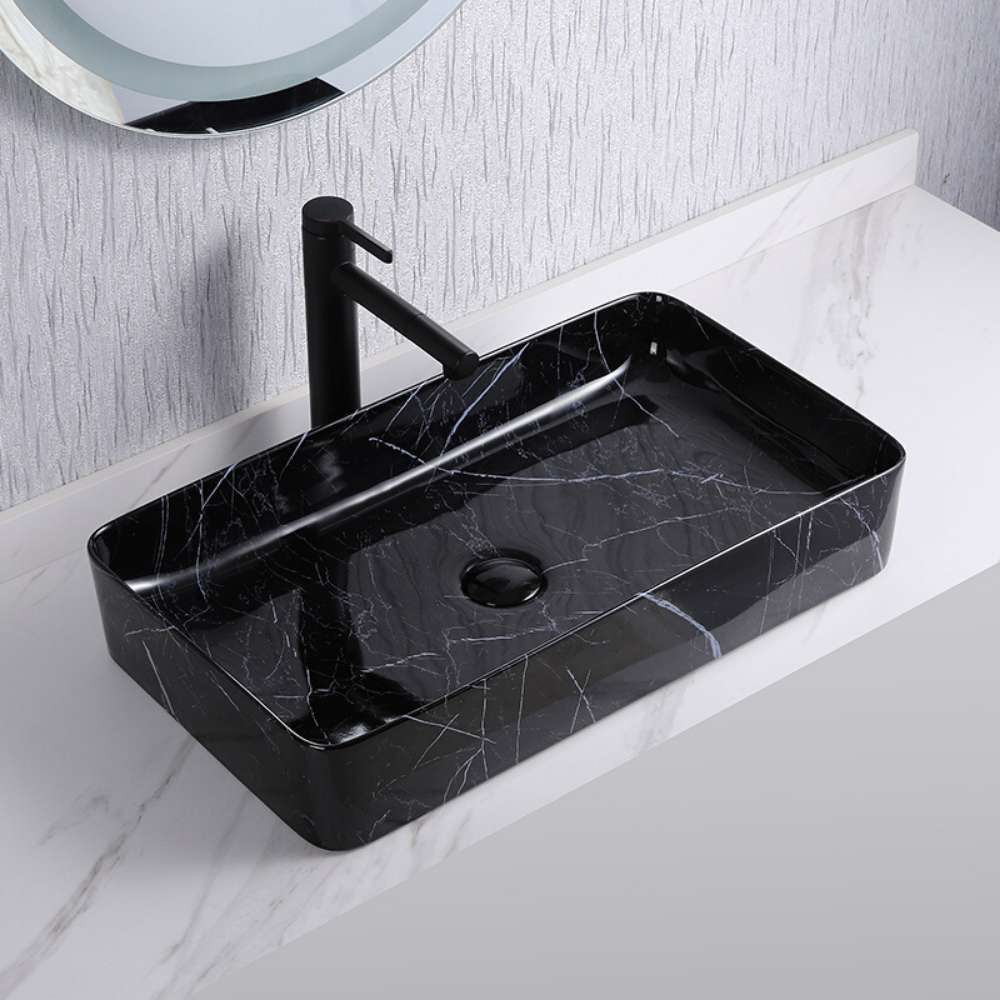 Ceramic Long Wash Basin (Black)