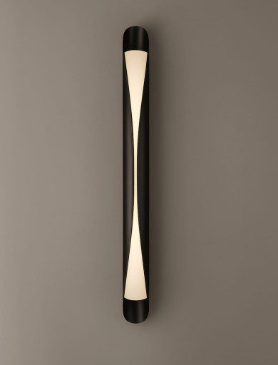 LED long wall light, with a gold finish.