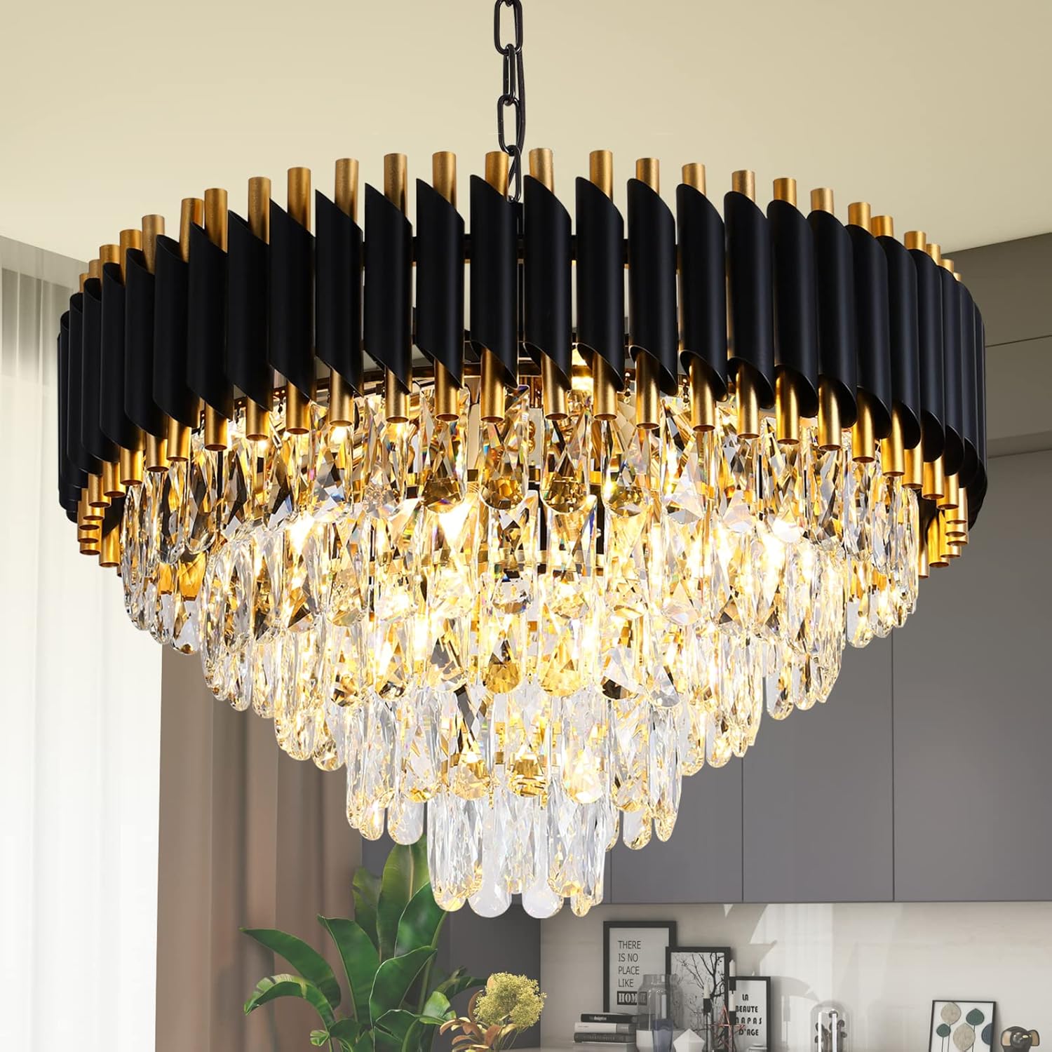 Modern Chandelier Gold and Black Crystal Chandeliers