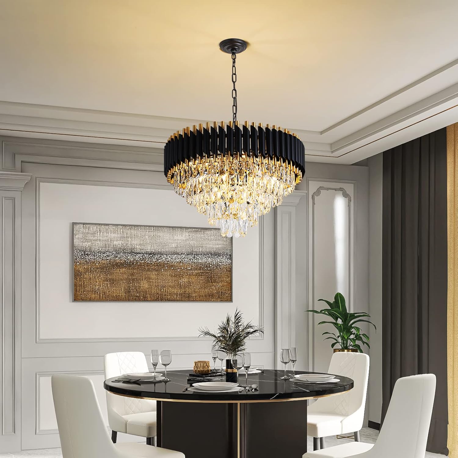 Modern Chandelier Gold and Black Crystal Chandeliers