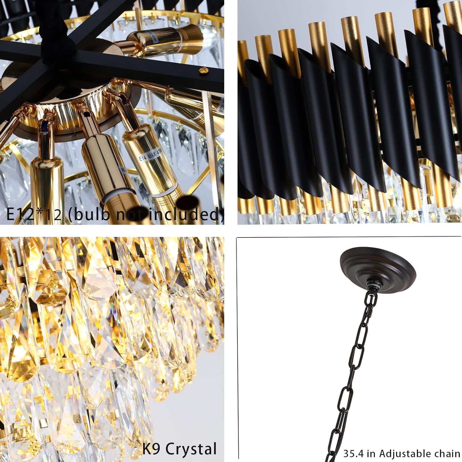 Modern Chandelier Gold and Black Crystal Chandeliers