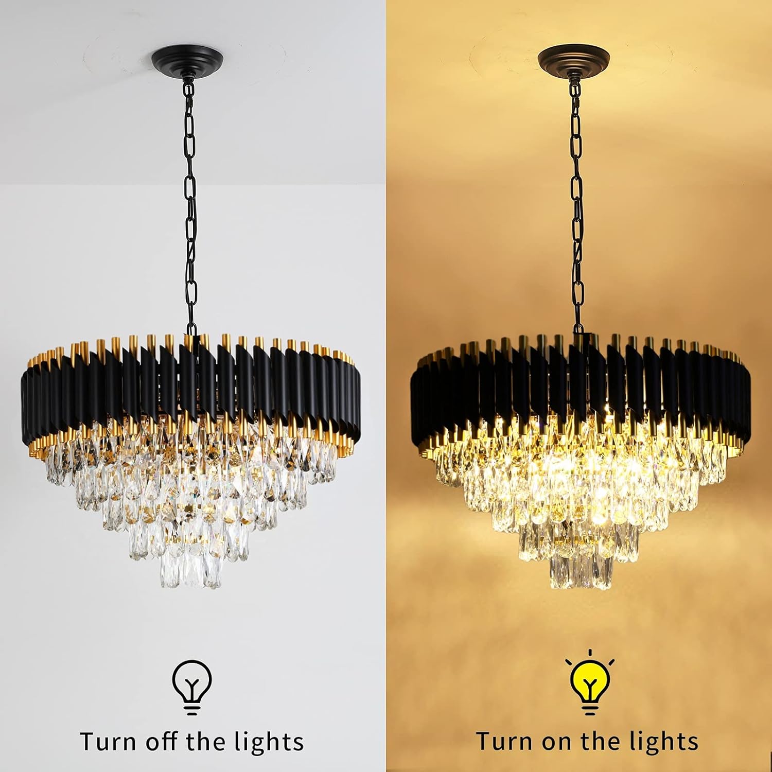 Modern Chandelier Gold and Black Crystal Chandeliers