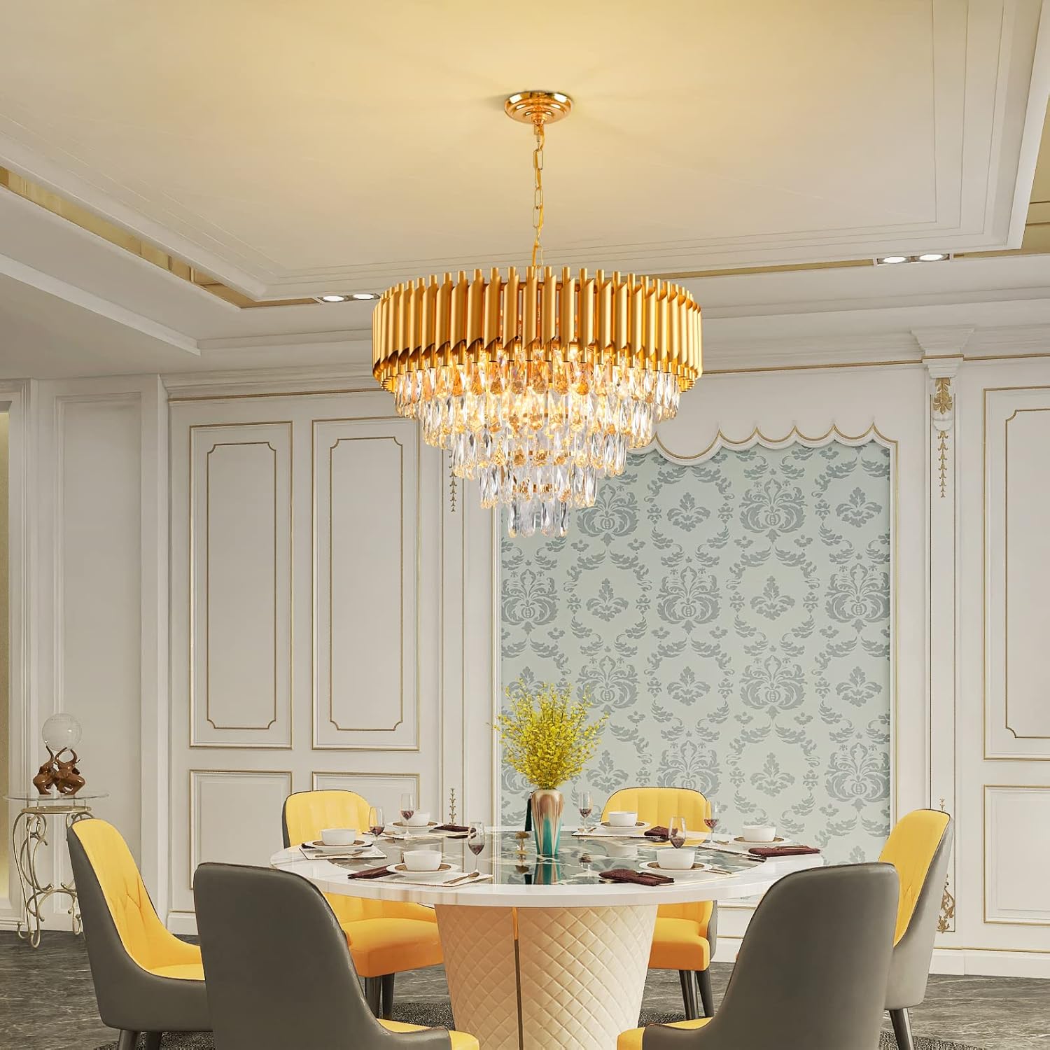 600mm Modern Crystal Chandelier for Dining Room (Gold)