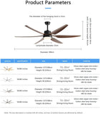 LED Light Timer Reversible Movement Living room Sleek Brown Palm Leaf Wooden Blades-Reversible Motion with Remote Control for Kitchen, Cafes, Hotels, Dining, and Bars.