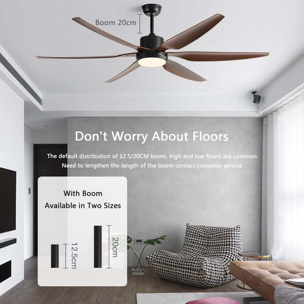 LED Light Timer Reversible Movement Living room Sleek Brown Palm Leaf Wooden Blades-Reversible Motion with Remote Control for Kitchen, Cafes, Hotels, Dining, and Bars.