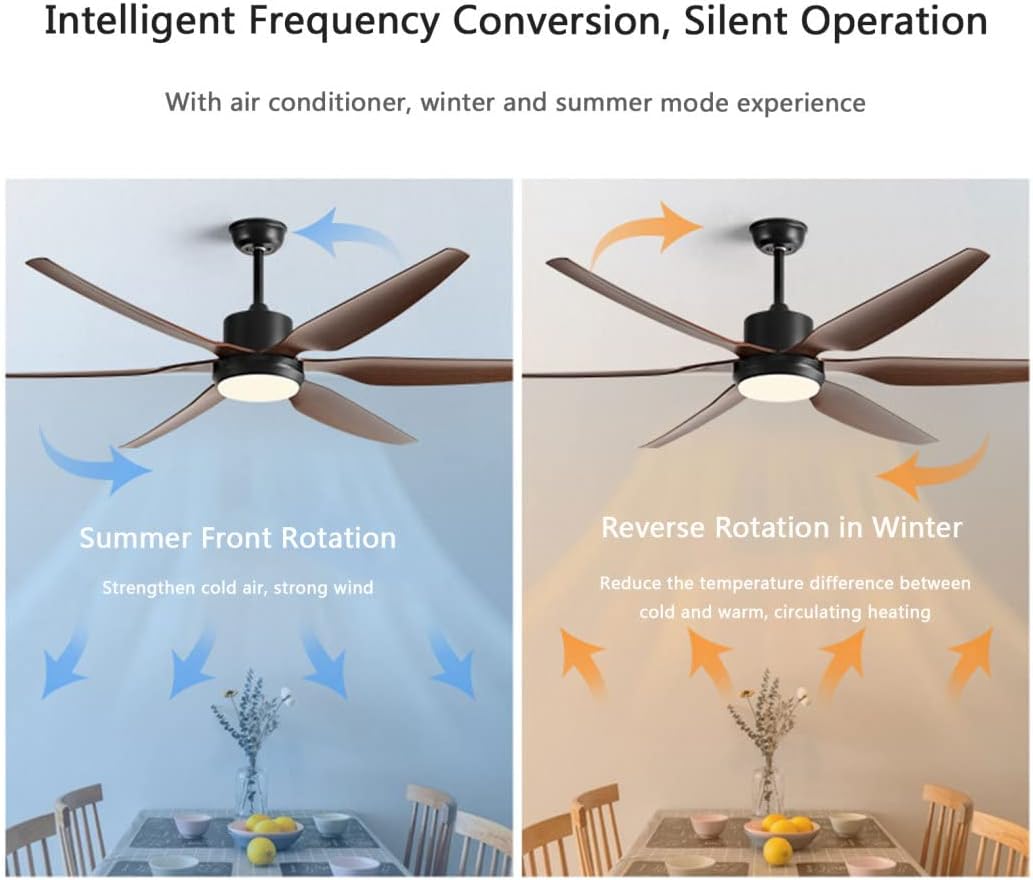 LED Light Timer Reversible Movement Living room Sleek Brown Palm Leaf Wooden Blades-Reversible Motion with Remote Control for Kitchen, Cafes, Hotels, Dining, and Bars.