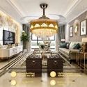 Crystal Ceiling Fans with Lights Retractable Blades Remote Control Modern Luxury LED Chandelier Fan.