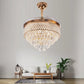 Crystal Chandelier with 4 Transparent Retractable ABS Fan Blades Ceiling Fan Light with Remote Control.