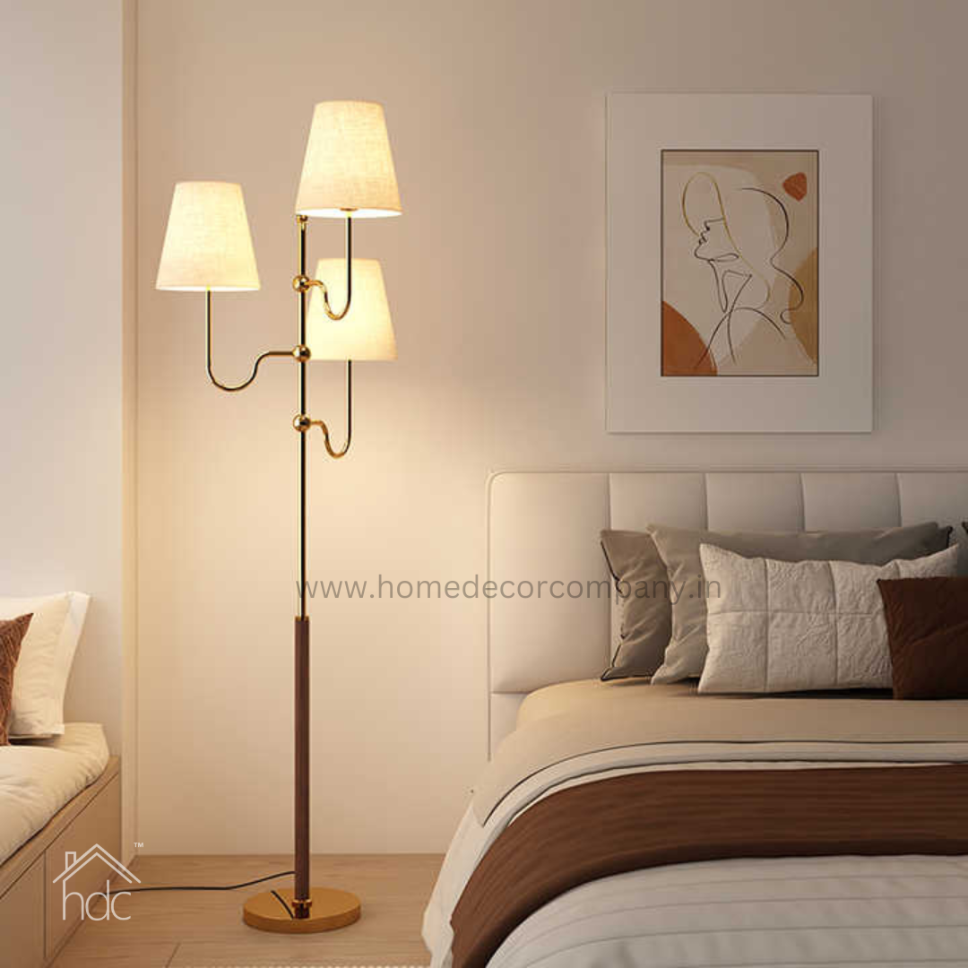 Triple Shade Golden Floor Lamp