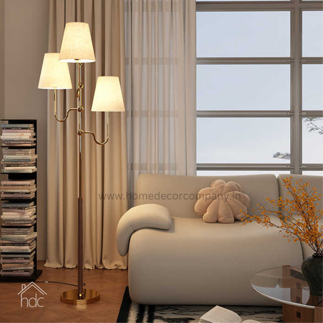 Triple Shade Golden Floor Lamp