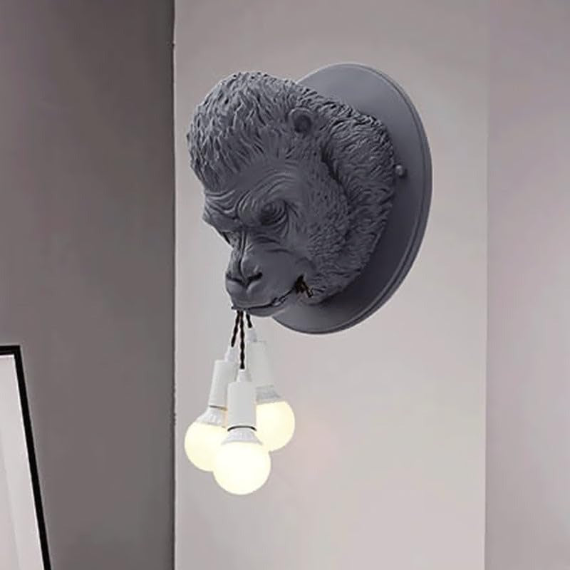 Wall Mounted Gorilla Head Antique Decorative Wall Scone Light Lamp