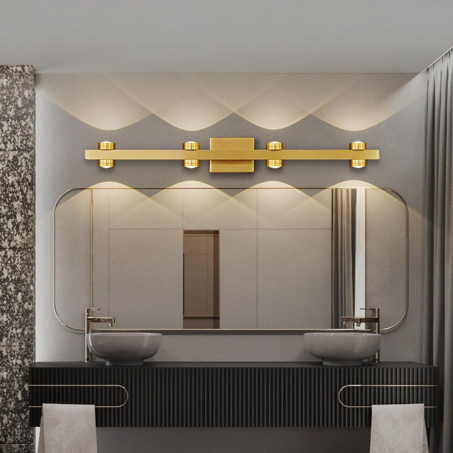 LED Bathroom Vanity Light Fixtures Over Mirror Modern Brass Bathroom Light