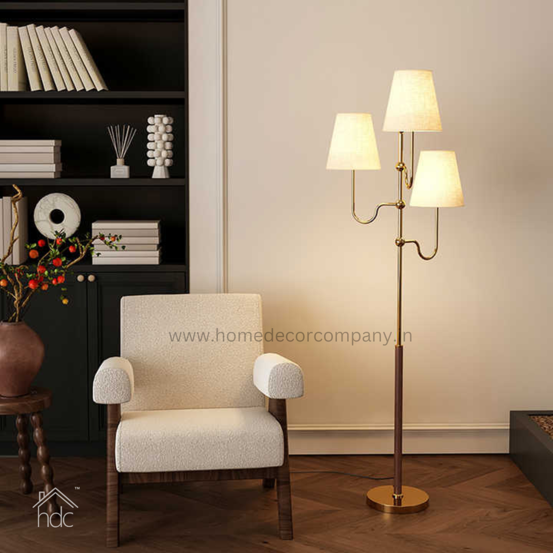 Triple Shade Golden Floor Lamp