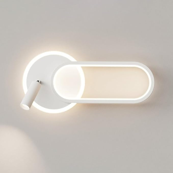 Modern Ring LED Wall Light, Metal Linear Wall Lamps with Swivel Spotlight
