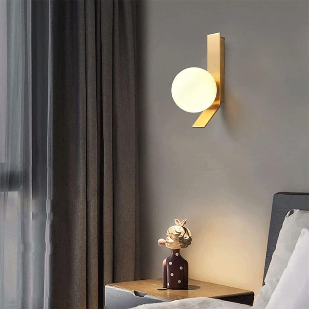Gold Frosted Glass Ball Wall Light Electroplated Metal - Warm White