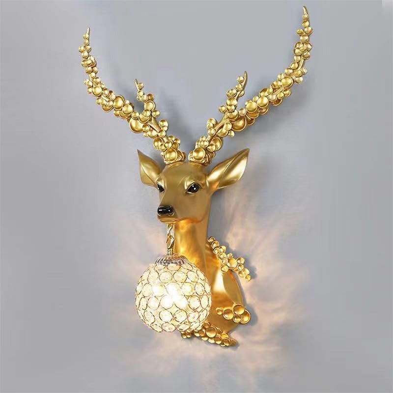 Deer Head Wall Mounted Antique Wall Scone Light Lamp