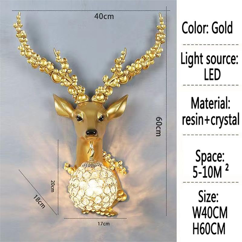 Deer Head Wall Mounted Antique Wall Scone Light Lamp