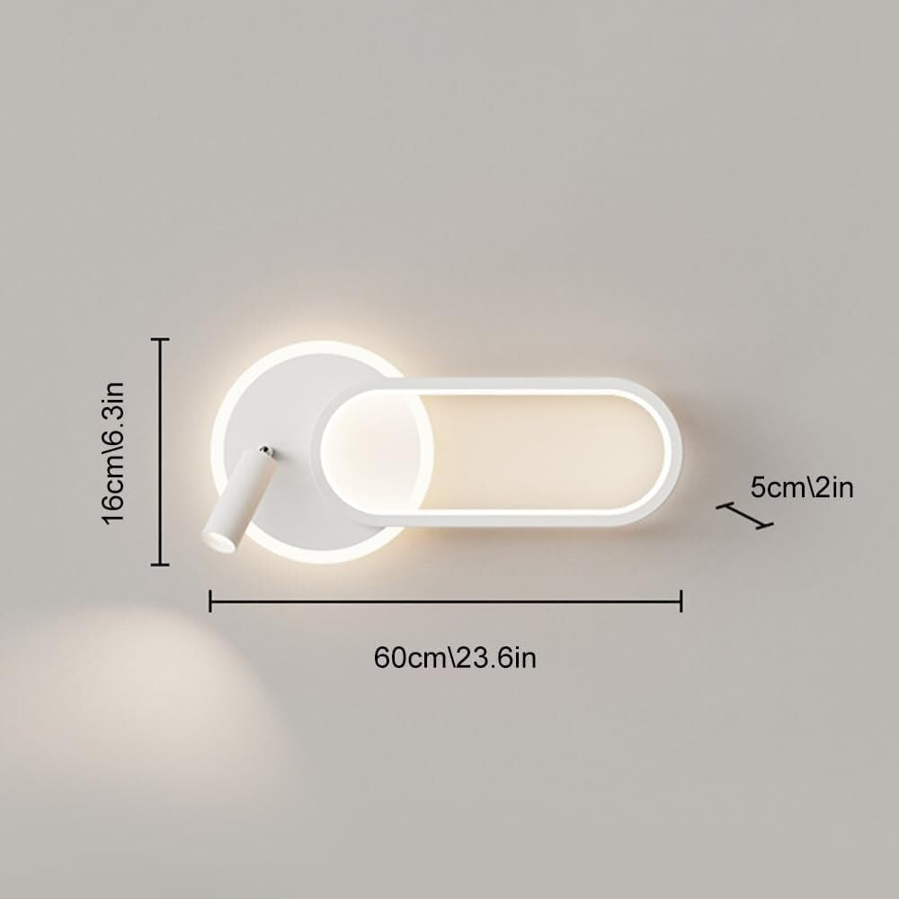 Modern Ring LED Wall Light, Metal Linear Wall Lamps with Swivel Spotlight