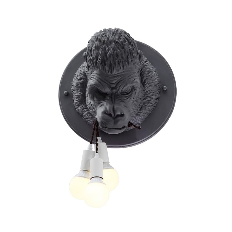 Wall Mounted Gorilla Head Antique Decorative Wall Scone Light Lamp
