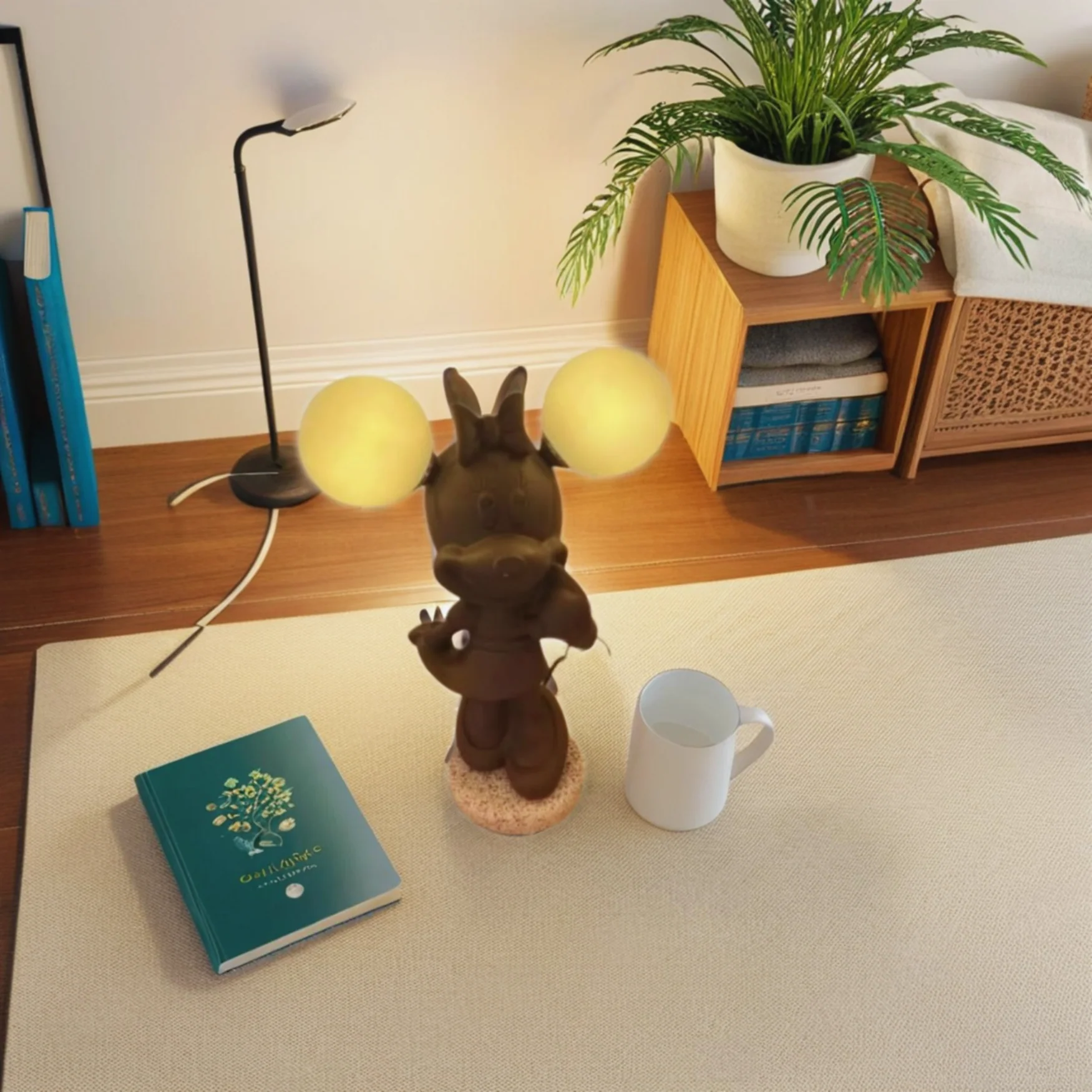 Cartoon Character Table Lamp – Resin & Glass LED Design