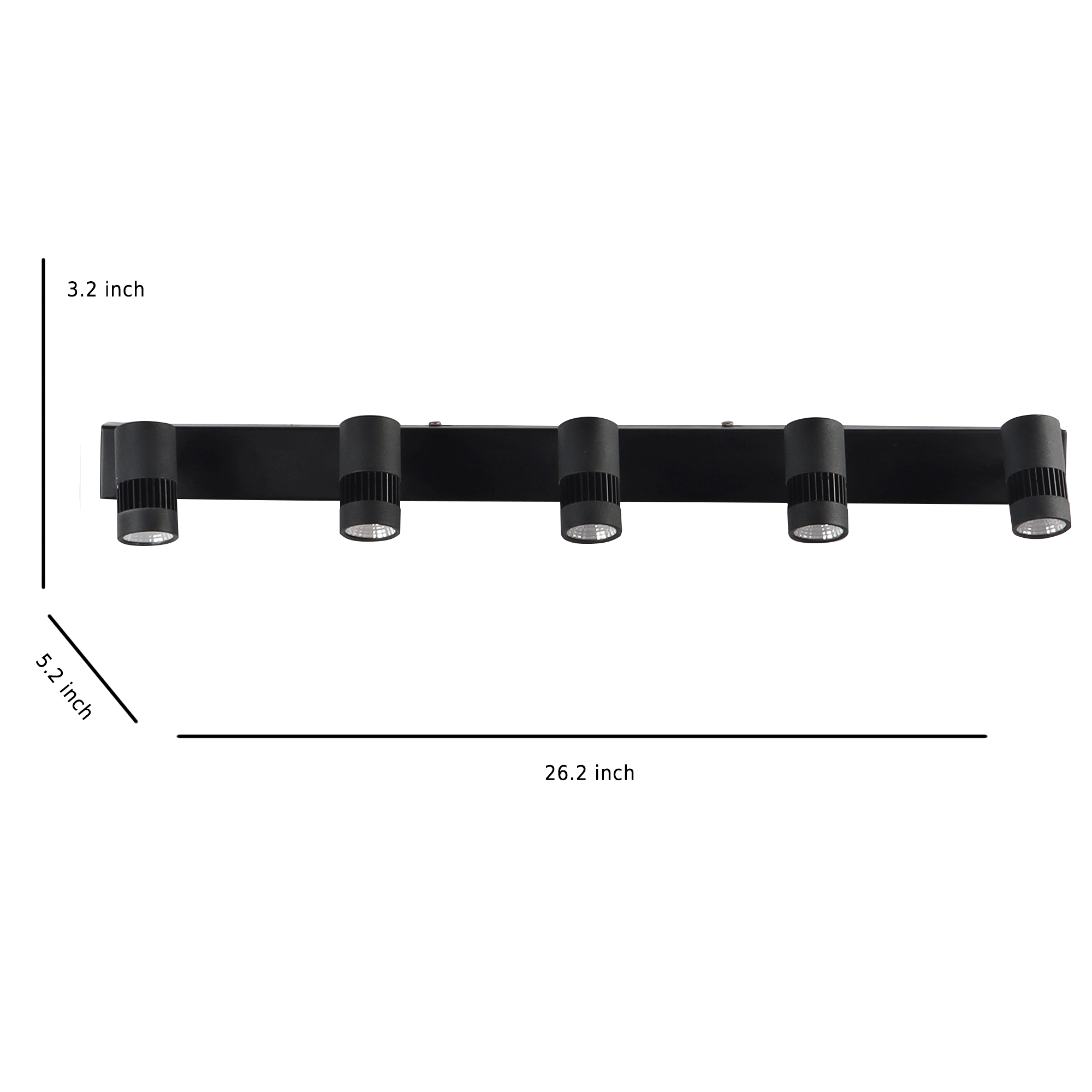 mild steel powder coated black finish five light spot light