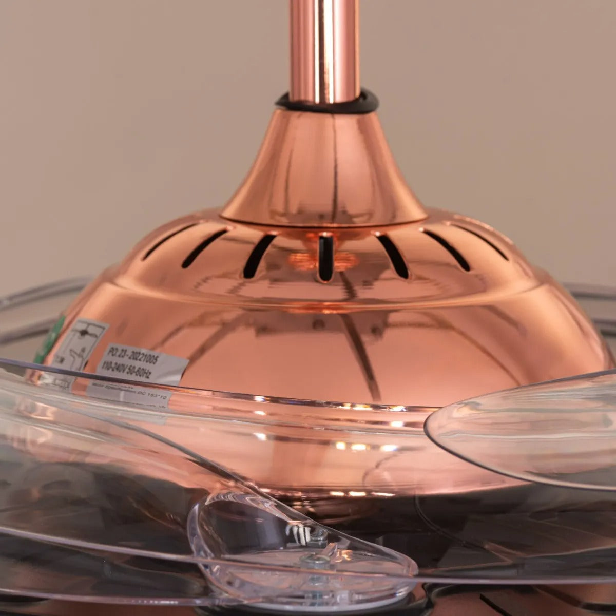 Luxury Rose Gold Retractable Ceiling Fan + Chandelier Light (with Remote Control)