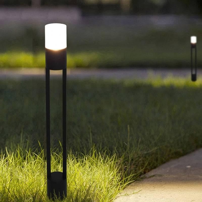 600mm Modern Grey Cylindrical Cage Bollard Garden Light for Pathways, Driveway,
