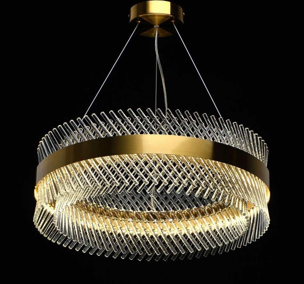 600 MM Crystal LED Chandelier Ring Hanging Suspension Lamp - Warm White