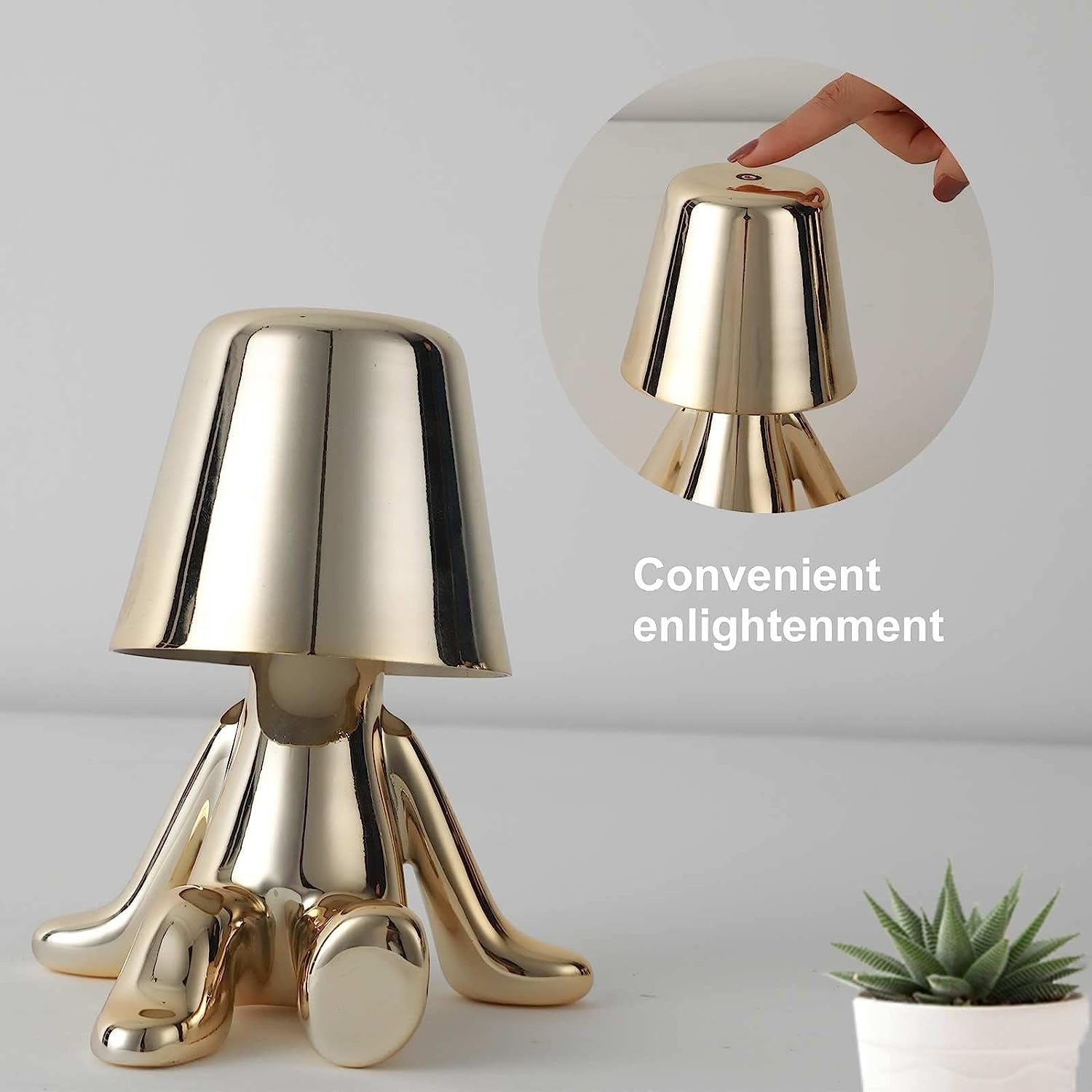 Gold Man Wireless Touch Led Sitting Lamp