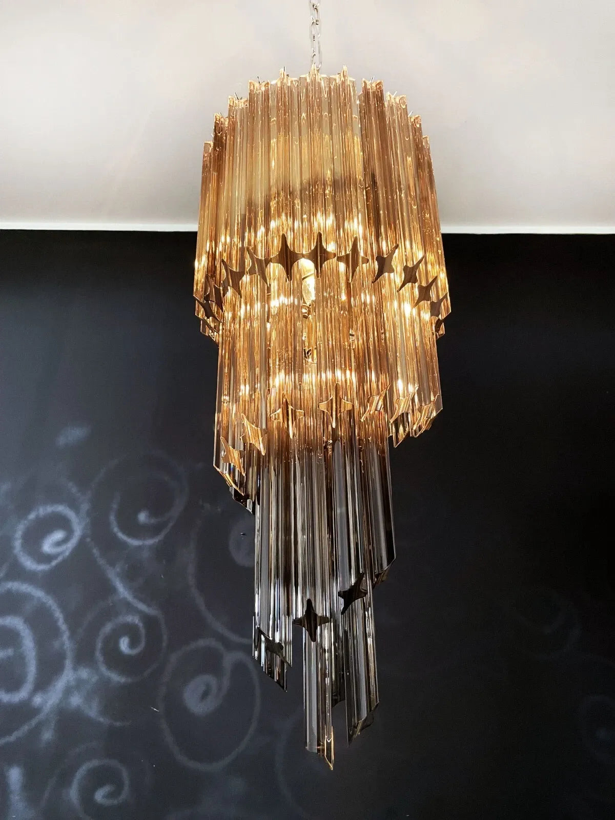 Glass spiral chandelier