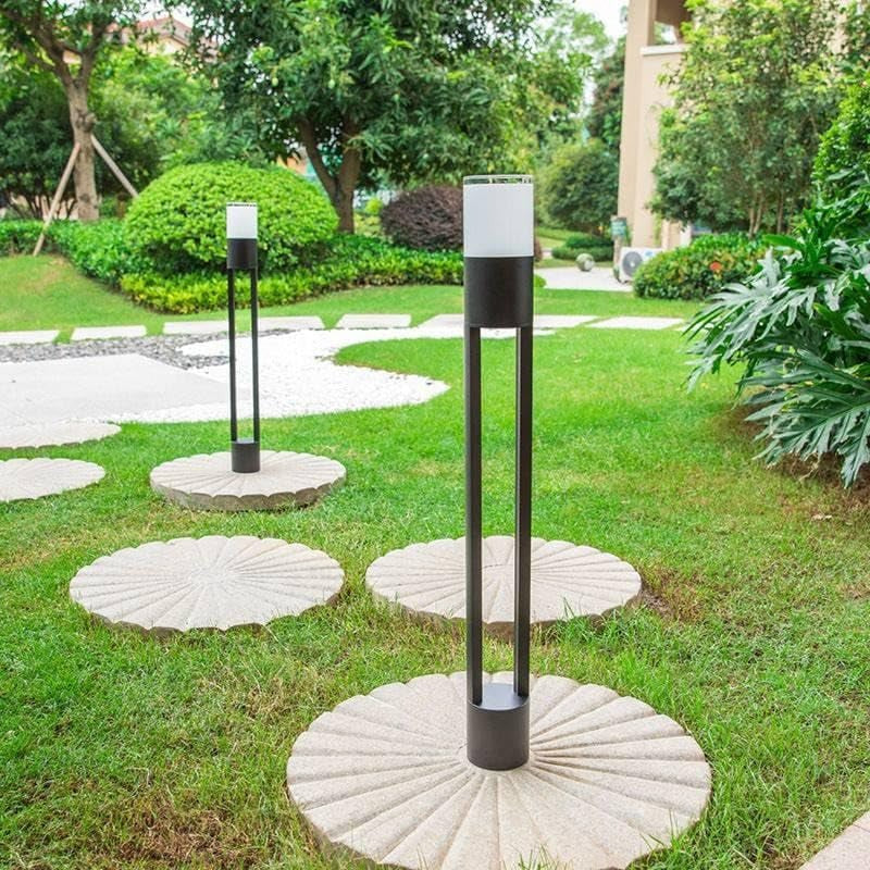 600mm Modern Grey Cylindrical Cage Bollard Garden Light for Pathways, Driveway,