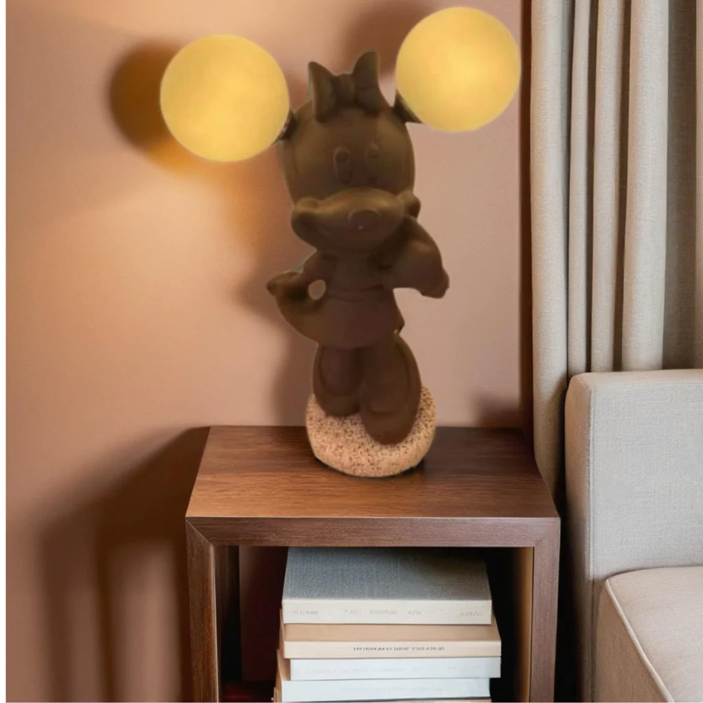 Cartoon Character Table Lamp – Resin & Glass LED Design