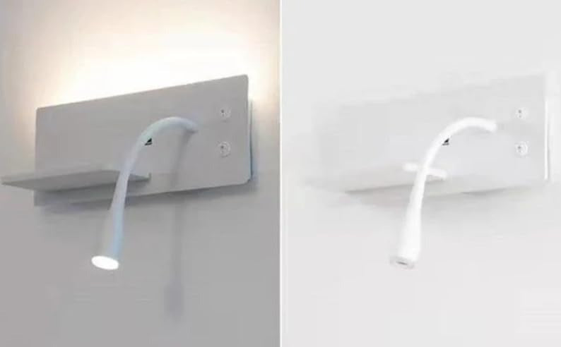 Wall Spotlight with Adjustable Head, Wireless and USB Charging for Bedside-Warm White