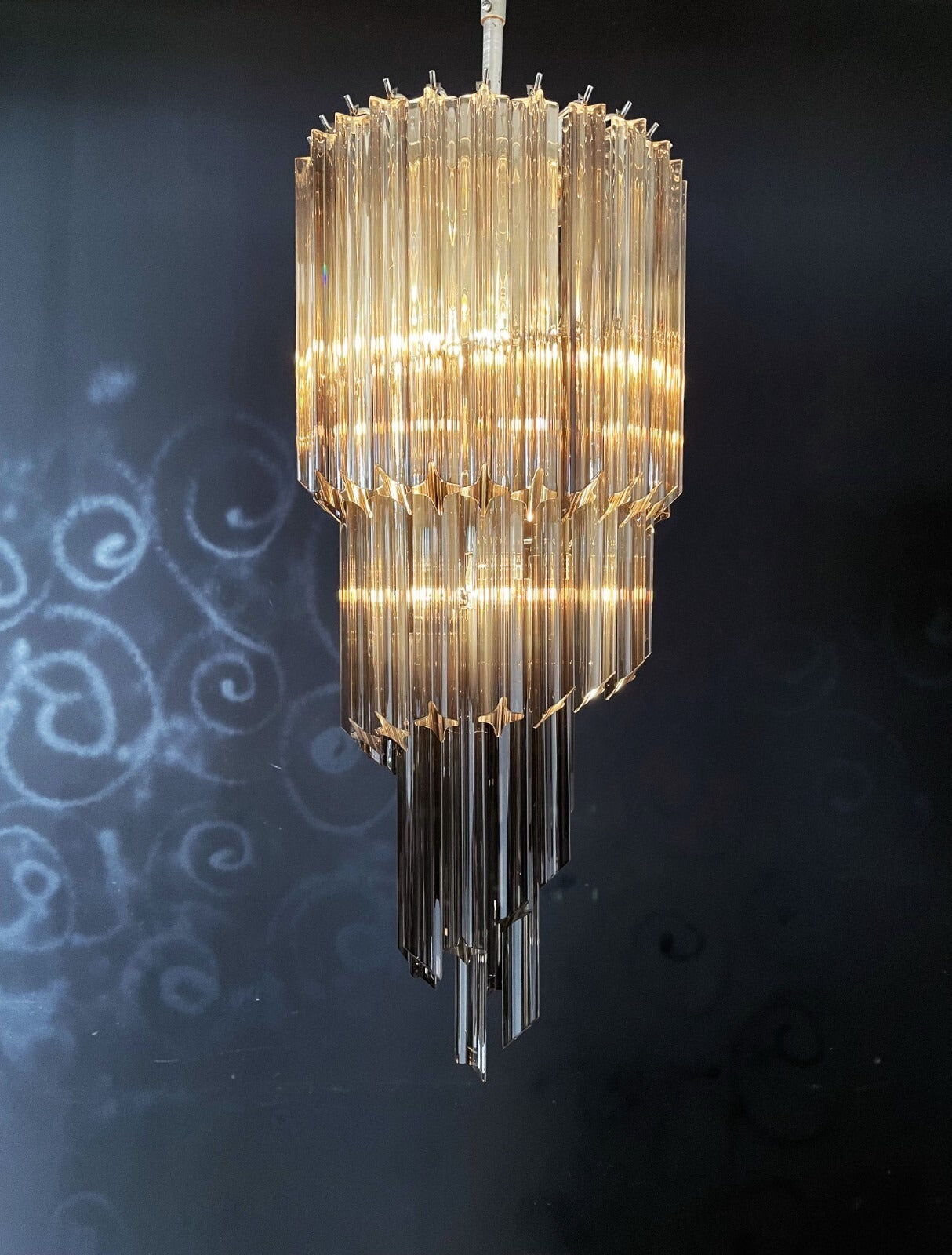 Glass spiral chandelier