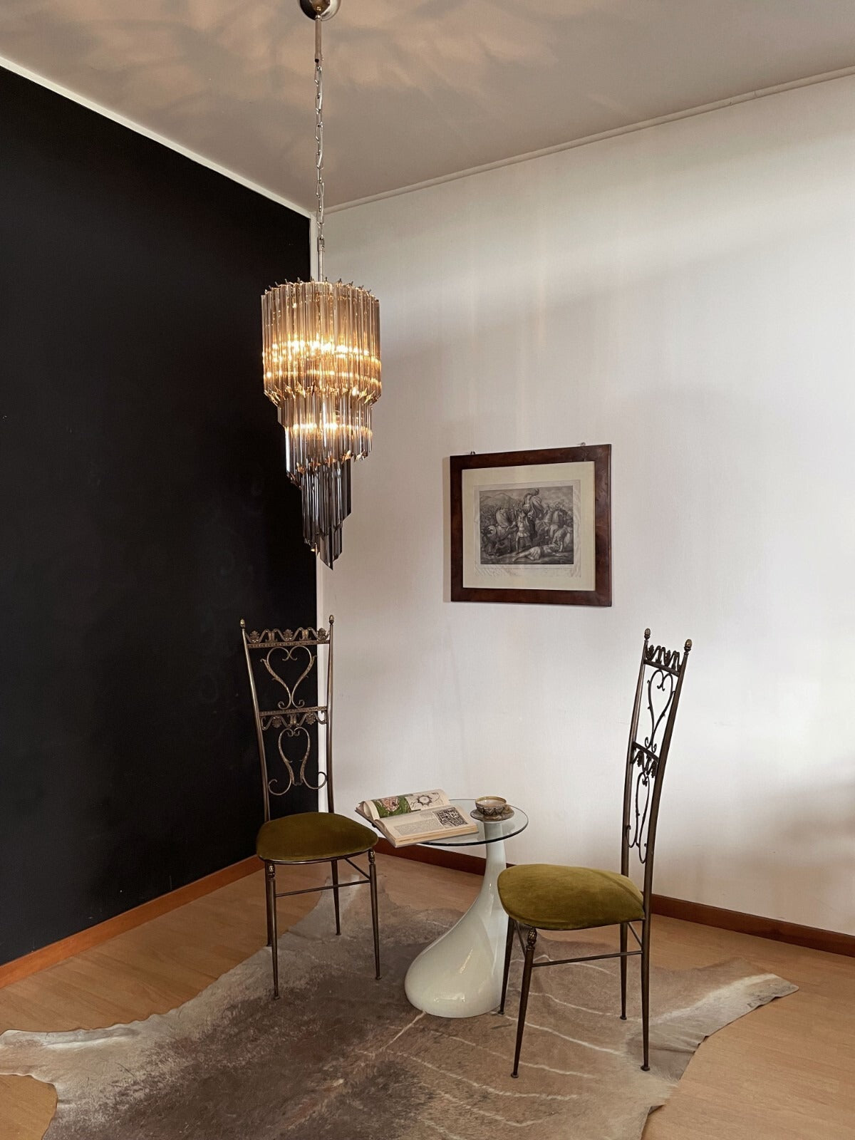 Glass spiral chandelier