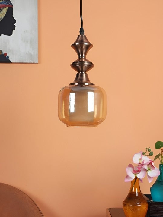 Copper-Toned Iron Contemporary Hanging Ceiling Lamp