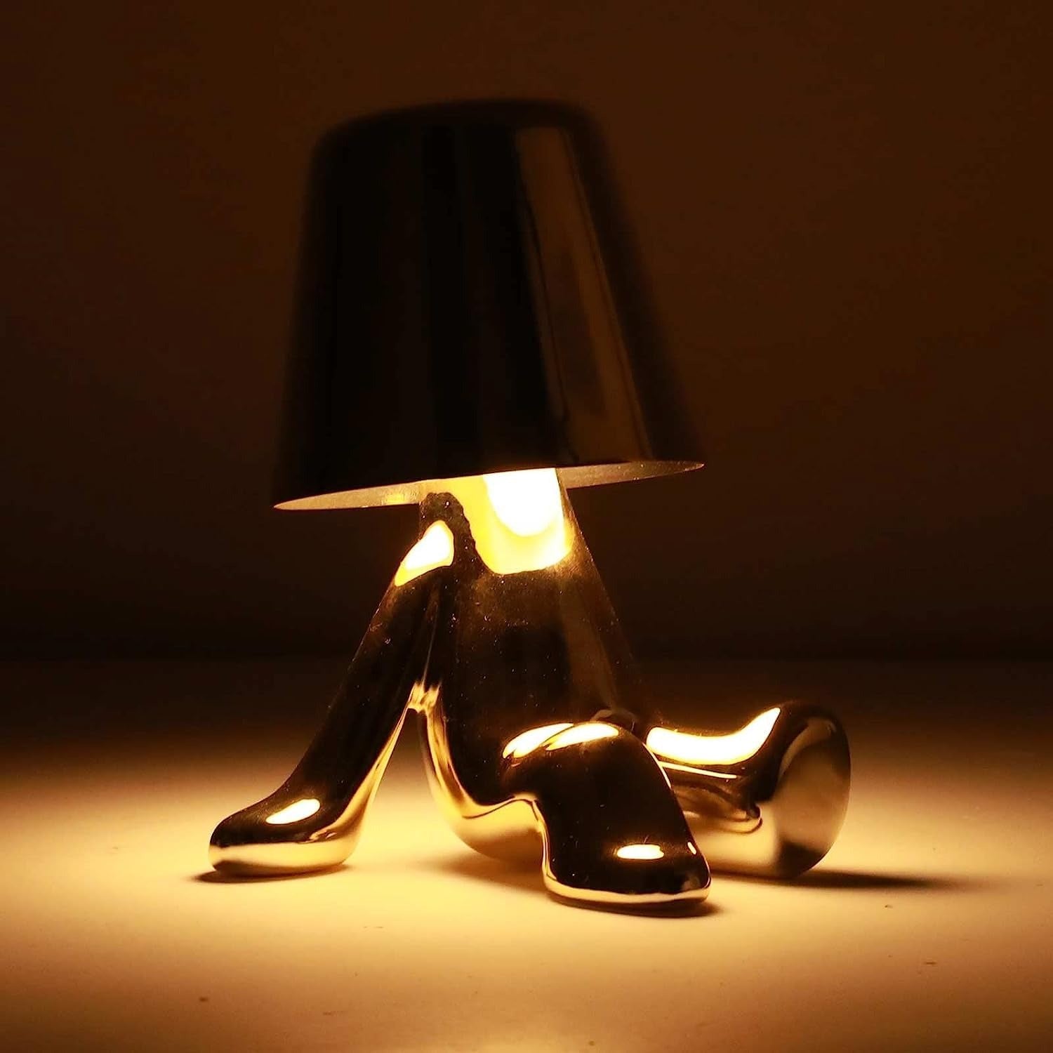 Gold Man Wireless Touch Led Sitting Lamp