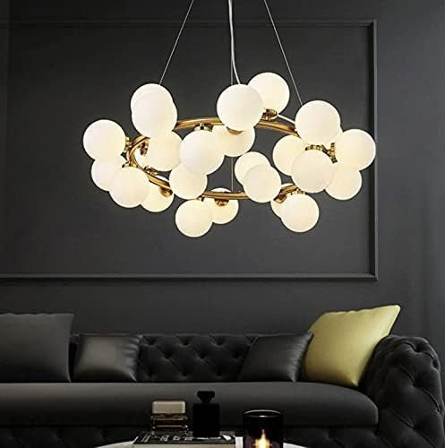 Gold Frosted Glass Chandelier Ceiling Lights Hanging - Warm White-AC