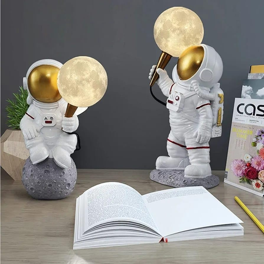 Kids' Room Resin Lunar Astronaut Bedside Table Lamp