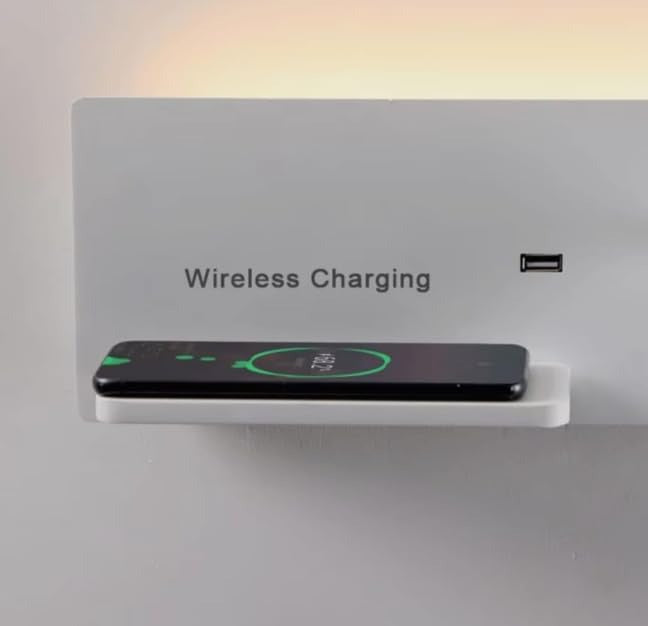 Wall Spotlight with Adjustable Head, Wireless and USB Charging for Bedside-Warm White