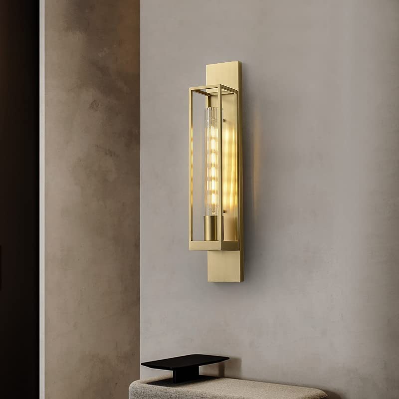 Glass Wall Light Modern Copper Metal