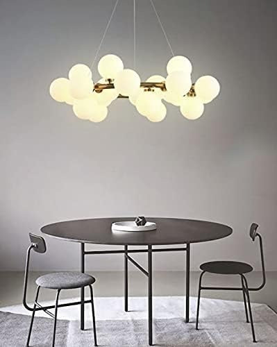Gold Frosted Glass Chandelier Ceiling Lights Hanging - Warm White-AC
