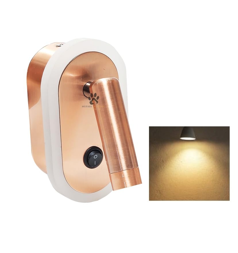 Rose Gold Acrylic Back Bedside Light Bedroom Wall Light Mounted LED Spotlight Reading Light