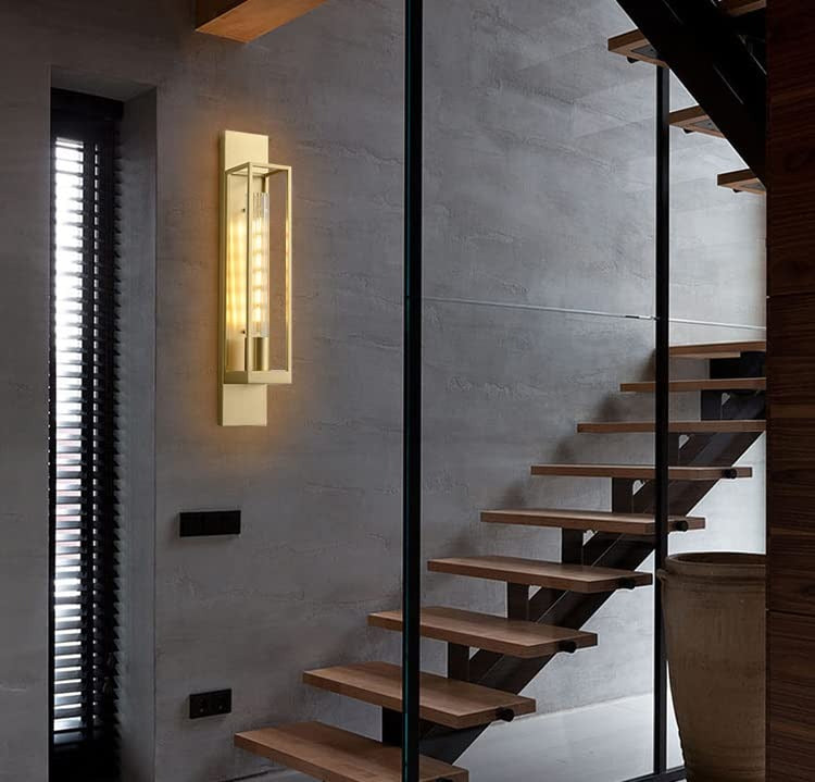 Glass Wall Light Modern Copper Metal
